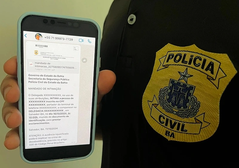 Polícia Civil da Bahia passa a enviar intimações via WhatsApp com assistente virtual