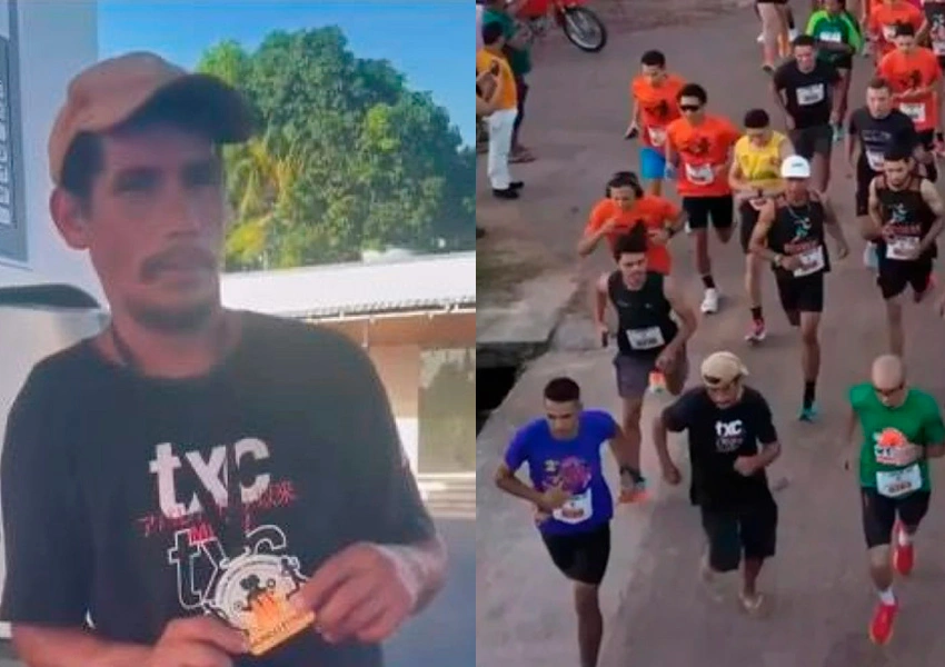 Homem embriagado corre 8 km de chinelo em prova esportiva e viraliza nas redes sociais