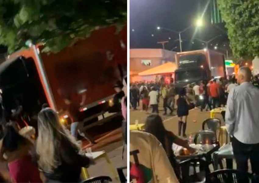 Caminhão de dupla sertaneja atinge banheiros químicos e fere 14 pessoas em festa
