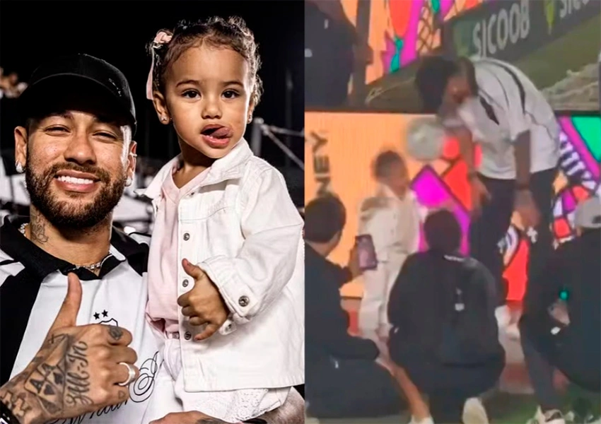 Filha de Neymar leva bolada após clássico entre Santos e Corinthians na Vila Belmiro