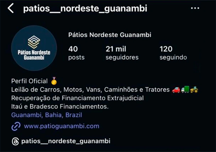 Golpistas clonam site e perfil de empresa de leilões e aplicam golpe em Guanambi