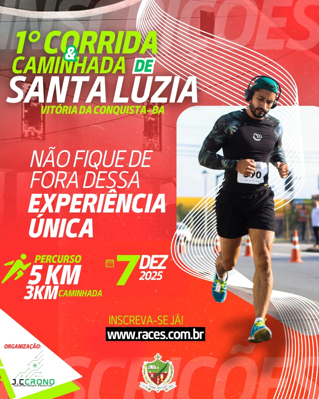 Corrida e Caminhada de Santa Luzia acontece em dezembro em Vitória da Conquista