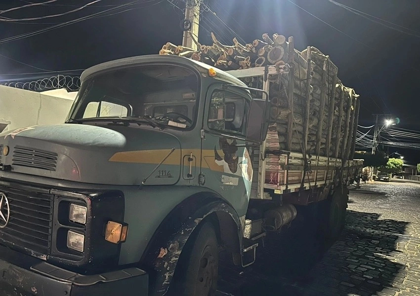 Polícia Ambiental intercepta caminhão com carga ilegal de madeira em Boquira