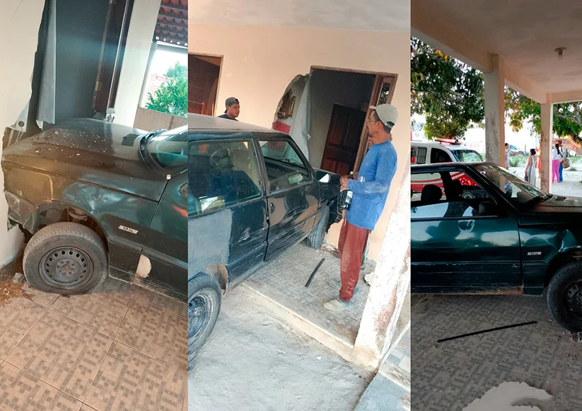 Idoso de 78 anos passa mal perde controle de carro e colide contra casa na Bahia