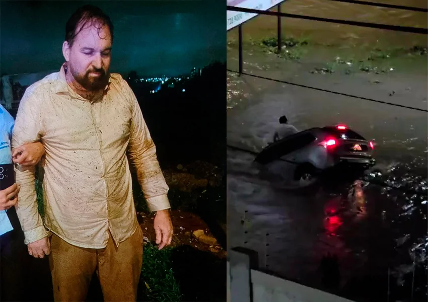 Motorista sobrevive após carro ser engolido por bueiro durante chuva em Vitória da Conquista