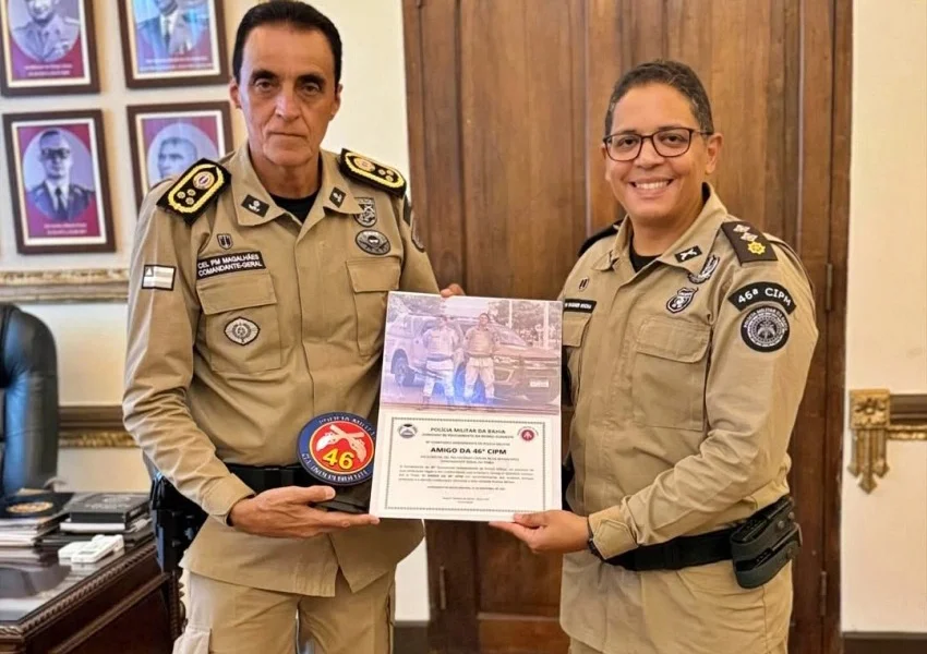Major da 46ª CIPM apresenta ações operacionais ao comandante-geral da PM da Bahia