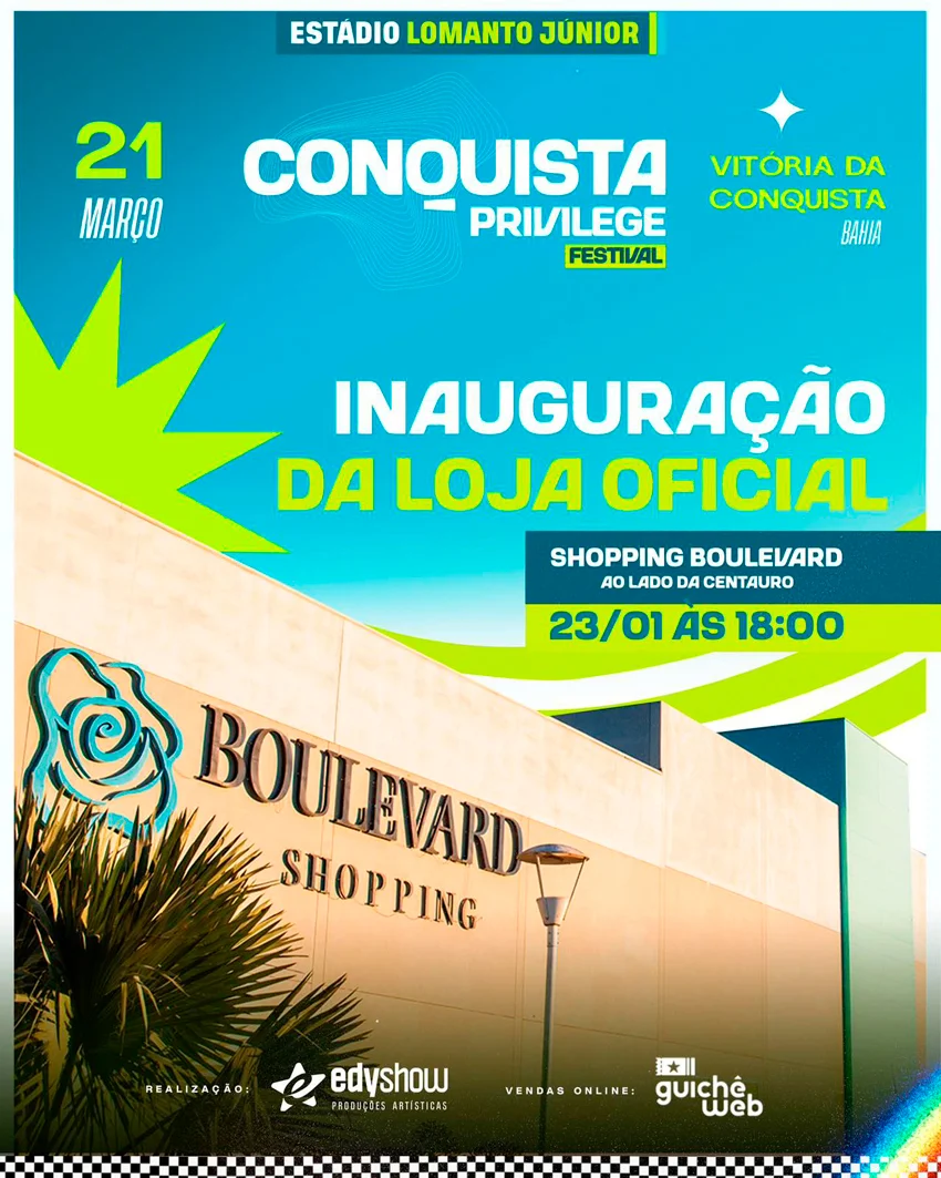 Conquista Privilege Festival inaugura loja oficial no Shopping Boulevard em Vitória da Conquista