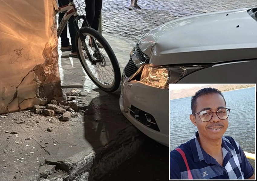 Motorista morre após colidir carro em parede de padaria no centro de Livramento de Nossa Senhora